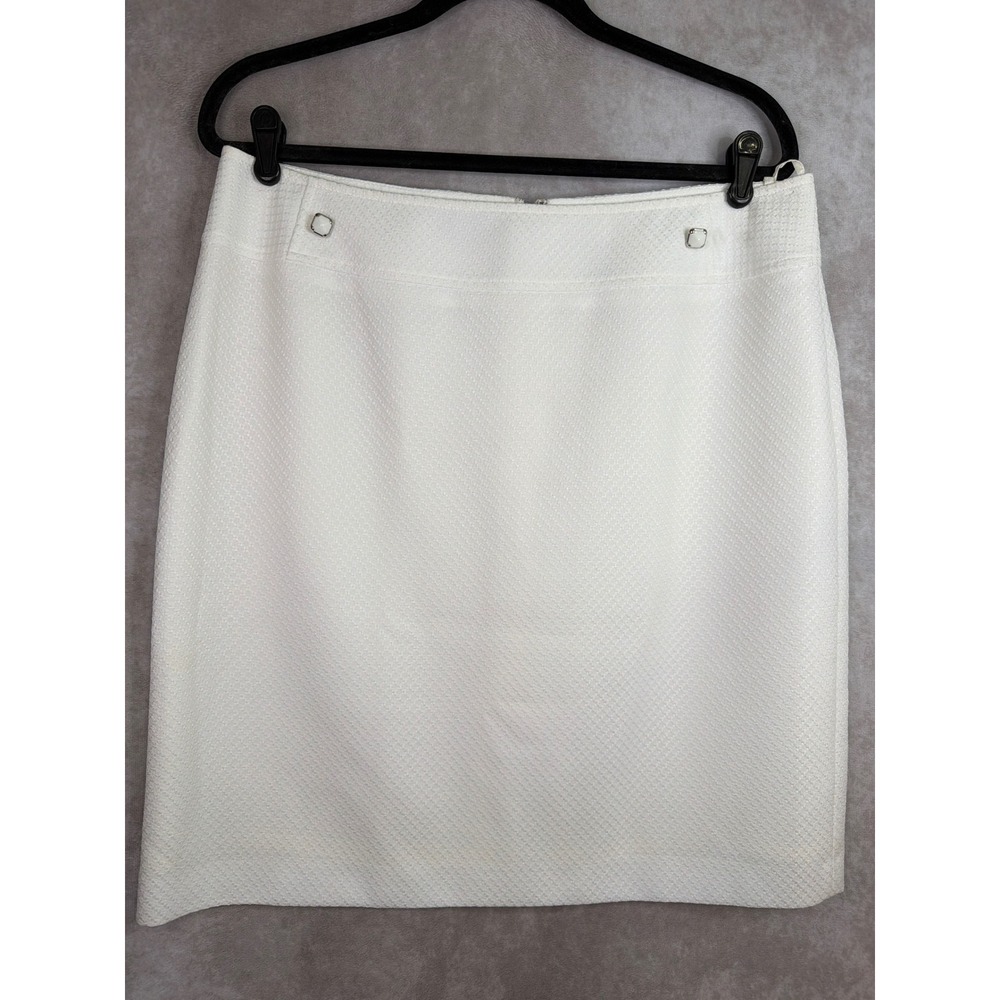 NWT Tahari Arthur S. Levine Skirt Womens 14 White Textured Pencil